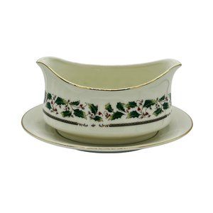 Holly Holiday by Royal Limited Gravy Boat with Attached Underplate